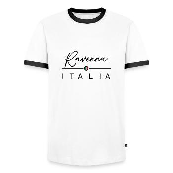 Italia - Ravenna - Italien - Italy - Men's Ringer Shirt - white/black - Front - AI Model Female 172 light (172cm) & AI Model Male 178 dark (178cm)