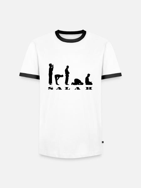 Salah Prayer Silhouette Design - Men's Ringer Shirt - white/black