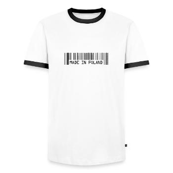 Fabriqué en Pologne - Pologne - Pologne - Code-barres - Dash - T-shirt contrasté Homme - blanc/noir - Devant - AI Model Female 172 light (172cm) & AI Model Male 178 dark (178cm)