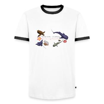 Tropical islands have my heart II - Männer Kontrast-T-Shirt - Weiß/Schwarz - Vorne - AI Model Female 172 light (172cm) & AI Model Male 178 dark (178cm)