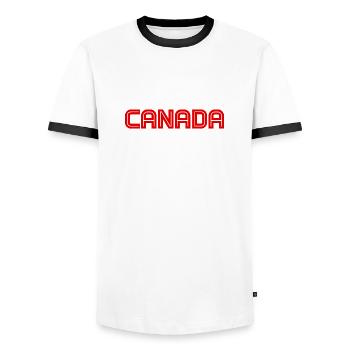 Canada - Vancouver - Toronto - Montréal - Kanada - T-shirt contrasté Homme - blanc/noir - Devant - AI Model Female 172 light (172cm) & AI Model Male 178 dark (178cm)