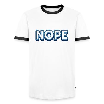 Nope. - Men's Ringer Shirt - white/black - Front - AI Model Female 172 light (172cm) & AI Model Male 178 dark (178cm)