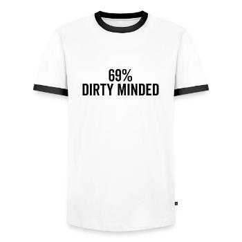 69% Dirty Minded - Men's Ringer Shirt - white/black - Front - AI Model Female 172 light (172cm) & AI Model Male 178 dark (178cm)