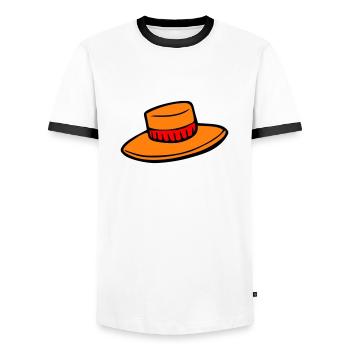 Hut - Männer Kontrast-T-Shirt - Weiß/Schwarz - Vorne - AI Model Female 172 light (172cm) & AI Model Male 178 dark (178cm)