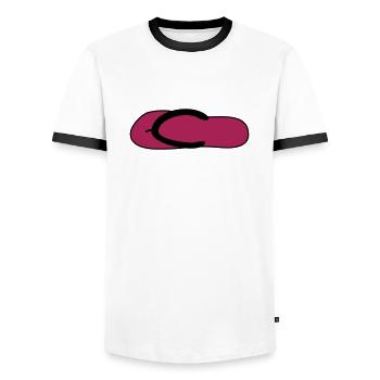 badelatsch schuhe - Männer Kontrast-T-Shirt - Weiß/Schwarz - Vorne - AI Model Female 172 light (172cm) & AI Model Male 178 dark (178cm)