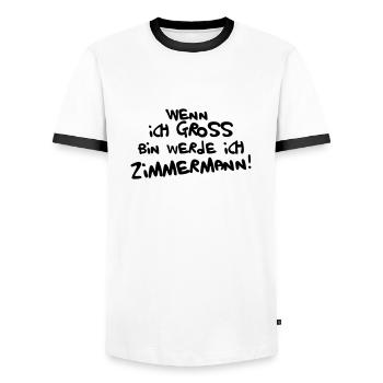 Ich werde Zimmermann - Männer Kontrast-T-Shirt - Weiß/Schwarz - Vorne - AI Model Female 172 light (172cm) & AI Model Male 178 dark (178cm)