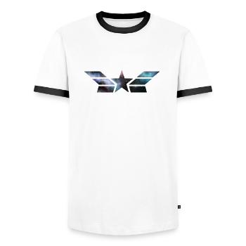 American stardust - Men's Ringer Shirt - white/black - Front - AI Model Female 172 light (172cm) & AI Model Male 178 dark (178cm)