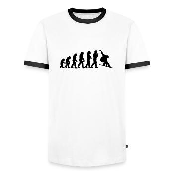 snowboard evolution - Männer Kontrast-T-Shirt - Weiß/Schwarz - Vorne - AI Model Female 172 light (172cm) & AI Model Male 178 dark (178cm)