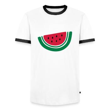 demi pastèque fruits-2 - T-shirt contrasté Homme - blanc/noir - Devant - AI Model Female 172 light (172cm) & AI Model Male 178 dark (178cm)
