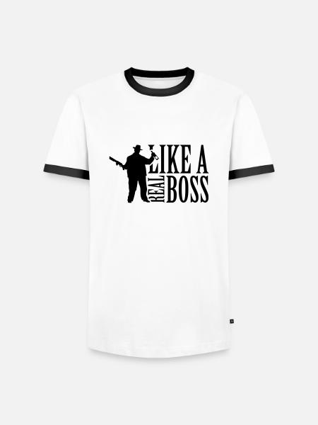 like_a_real_boss_t1 - T-shirt contrasté Homme - blanc/noir