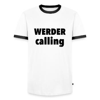 Bremen, Werder - Männer Kontrast-T-Shirt - Weiß/Schwarz - Vorne - AI Model Female 172 light (172cm) & AI Model Male 178 dark (178cm)