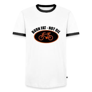 Fahrrad - Männer Kontrast-T-Shirt - Weiß/Schwarz - Vorne - AI Model Female 172 light (172cm) & AI Model Male 178 dark (178cm)
