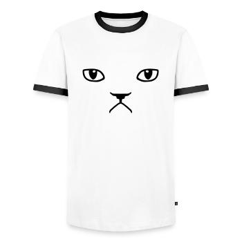 grumpy cat - Men's Ringer Shirt - white/black - Front - AI Model Female 172 light (172cm) & AI Model Male 178 dark (178cm)