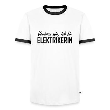 vertrau mir, ich bin elektrikerin - Männer Kontrast-T-Shirt - Weiß/Schwarz - Vorne - AI Model Female 172 light (172cm) & AI Model Male 178 dark (178cm)
