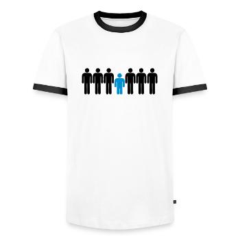 Short Man - Men's Ringer Shirt - white/black - Front - AI Model Female 172 light (172cm) & AI Model Male 178 dark (178cm)