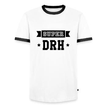 Directeur des Ressources Humaines / DRH Directrice - T-shirt contrasté Homme - blanc/noir - Devant - AI Model Female 172 light (172cm) & AI Model Male 178 dark (178cm)