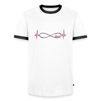 rythme cardiaque pouls amour infini infini fréquence ewi - T-shirt contrasté Homme - blanc/noir - Devant - AI Model Female 172 light (172cm) & AI Model Male 178 dark (178cm)