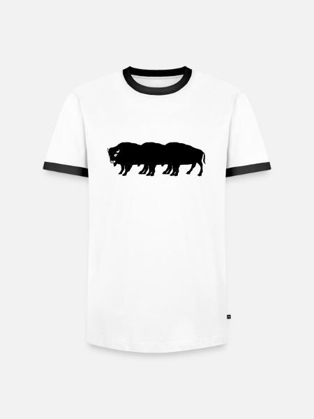 bisons - T-shirt contrasté Homme - blanc/noir