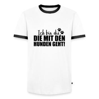 ich bin die hunden geht design - Männer Kontrast-T-Shirt - Weiß/Schwarz - Vorne - AI Model Female 172 light (172cm) & AI Model Male 178 dark (178cm)