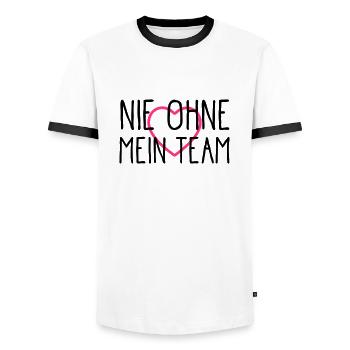 herz nie ohne mein team - Männer Kontrast-T-Shirt - Weiß/Schwarz - Vorne - AI Model Female 172 light (172cm) & AI Model Male 178 dark (178cm)