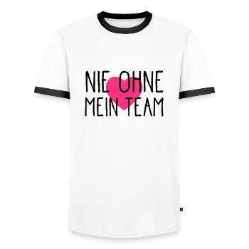 nie ohne mein team herz - Männer Kontrast-T-Shirt - Weiß/Schwarz - Vorne - AI Model Female 172 light (172cm) & AI Model Male 178 dark (178cm)