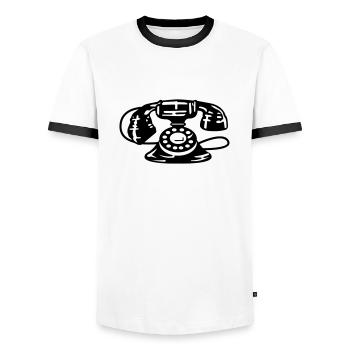 Téléphone Ancien - T-shirt contrasté Homme - blanc/noir - Devant - AI Model Female 172 light (172cm) & AI Model Male 178 dark (178cm)