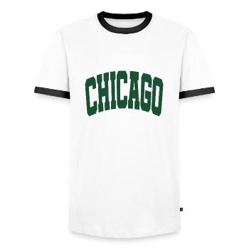 Chicago Schriftzug grün - Männer Kontrast-T-Shirt - Weiß/Schwarz - Vorne - AI Model Female 172 light (172cm) & AI Model Male 178 dark (178cm)