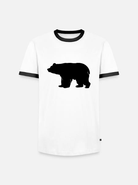 Bärenfigur - Männer Kontrast-T-Shirt - Weiß/Schwarz