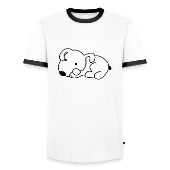 dog - Männer Kontrast-T-Shirt - Weiß/Schwarz - Vorne - AI Model Female 172 light (172cm) & AI Model Male 178 dark (178cm)