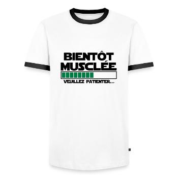 bientôt musclée - T-shirt contrasté Homme - blanc/noir - Devant - AI Model Female 172 light (172cm) & AI Model Male 178 dark (178cm)