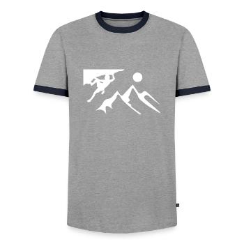 Bouldering Climbing - Men's Ringer Shirt - grey/navy  - Front - AI Model Female 172 light (172cm) & AI Model Male 178 light (178cm)