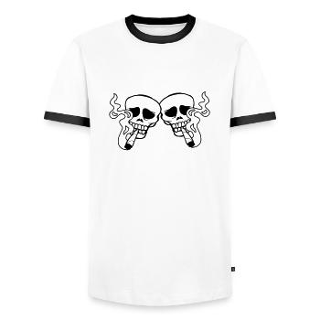 Team 2 Joint Skulls - Men's Ringer Shirt - white/black - Front - AI Model Female 172 light (172cm) & AI Model Male 178 dark (178cm)