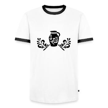 Bembel Design - Bembelschwung Hessen Liebe - Männer Kontrast-T-Shirt - Weiß/Schwarz - Vorne - AI Model Female 172 light (172cm) & AI Model Male 178 dark (178cm)