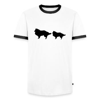 Canine - T-shirt contrasté Homme - blanc/noir - Devant - AI Model Female 172 light (172cm) & AI Model Male 178 dark (178cm)