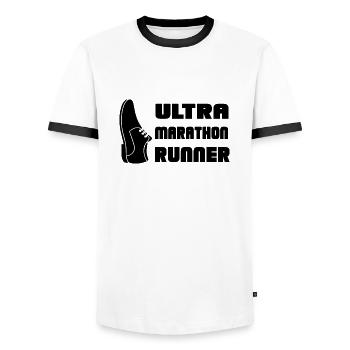 Marathon Triathlon Running joggen Biking Radfahren - Männer Kontrast-T-Shirt - Weiß/Schwarz - Vorne - AI Model Female 172 light (172cm) & AI Model Male 178 dark (178cm)