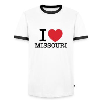 Ich liebe Missouri | Missouri | I Herz Missouri - Männer Kontrast-T-Shirt - Weiß/Schwarz - Vorne - AI Model Female 172 light (172cm) & AI Model Male 178 dark (178cm)