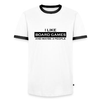 Boardgame Chess Backgammon Game Night - Men's Ringer Shirt - white/black - Front - AI Model Female 172 light (172cm) & AI Model Male 178 dark (178cm)