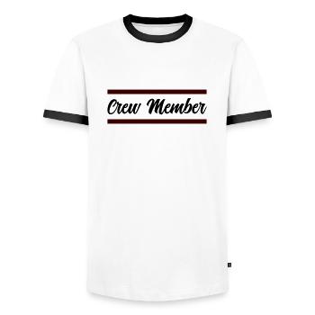 Crew Member - Men's Ringer Shirt - white/black - Front - AI Model Female 172 light (172cm) & AI Model Male 178 dark (178cm)