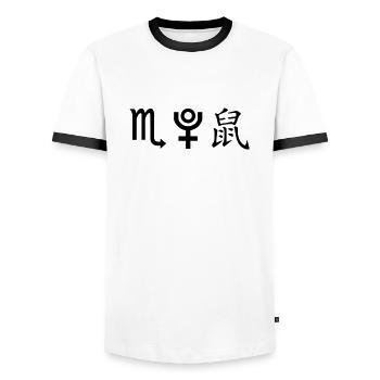 Scorpio Pluto Rat - Men's Ringer Shirt - white/black - Front - AI Model Female 172 light (172cm) & AI Model Male 178 dark (178cm)