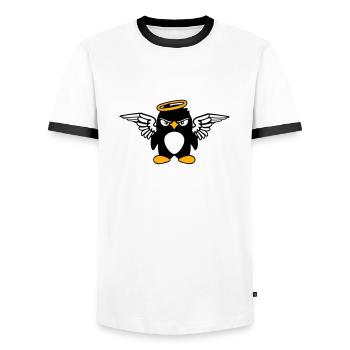 Penguin Angel Wings Halo Holy Flies - Men's Ringer Shirt - white/black - Front - AI Model Female 172 light (172cm) & AI Model Male 178 dark (178cm)