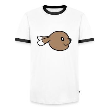 Bunny face peeking sideways profile side view - Men's Ringer Shirt - white/black - Front - AI Model Female 172 light (172cm) & AI Model Male 178 dark (178cm)