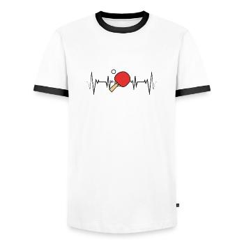 Tischtennis Herzschlag Ekg - Männer Kontrast-T-Shirt - Weiß/Schwarz - Vorne - AI Model Female 172 light (172cm) & AI Model Male 178 dark (178cm)
