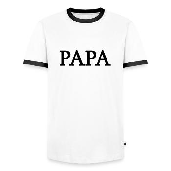 papa (1c) - Männer Kontrast-T-Shirt - Weiß/Schwarz - Vorne - AI Model Female 172 light (172cm) & AI Model Male 178 dark (178cm)
