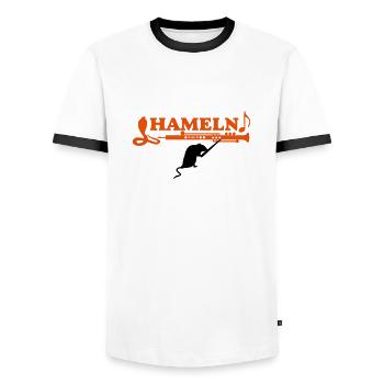 rat des enseignants / rat teacher (2c) - T-shirt contrasté Homme - blanc/noir - Devant - AI Model Female 172 light (172cm) & AI Model Male 178 dark (178cm)