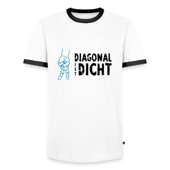 VolleyballFREAK Diagonal ist dicht MP - Männer Kontrast-T-Shirt - Weiß/Schwarz - Vorne - AI Model Female 172 light (172cm) & AI Model Male 178 dark (178cm)