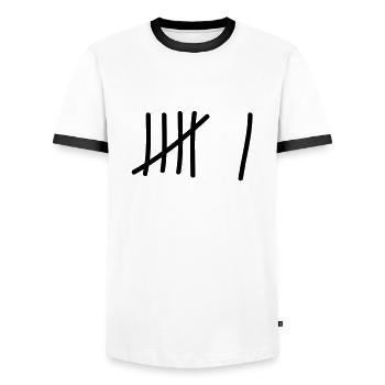 tage_zaehlen_6 - Männer Kontrast-T-Shirt - Weiß/Schwarz - Vorne - AI Model Female 172 light (172cm) & AI Model Male 178 dark (178cm)