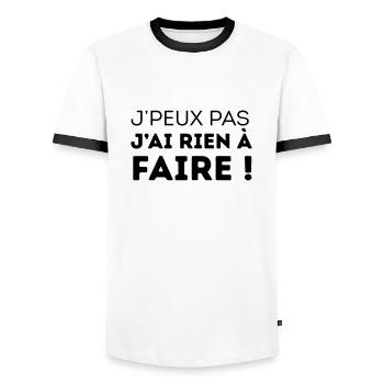 J'peux pas j'ai rien à faire ! - T-shirt contrasté Homme - blanc/noir - Devant - AI Model Female 172 light (172cm) & AI Model Male 178 dark (178cm)