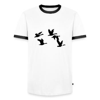 groupe oies rieuse - T-shirt contrasté Homme - blanc/noir - Devant - AI Model Female 172 light (172cm) & AI Model Male 178 dark (178cm)