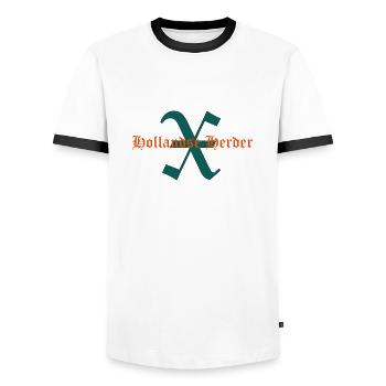 Schriftzug X-Hollandse Herder - Männer Kontrast-T-Shirt - Weiß/Schwarz - Vorne - AI Model Female 172 light (172cm) & AI Model Male 178 dark (178cm)