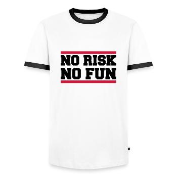 no_risk_no_fun_ay2 - Männer Kontrast-T-Shirt - Weiß/Schwarz - Vorne - AI Model Female 172 light (172cm) & AI Model Male 178 dark (178cm)